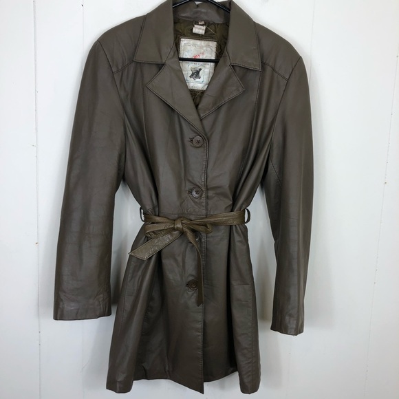 Vintage Belted Leather Jacket Sz S - Picture 4 of 15